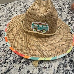 Colorful Brim Straw Hat with Van Patch